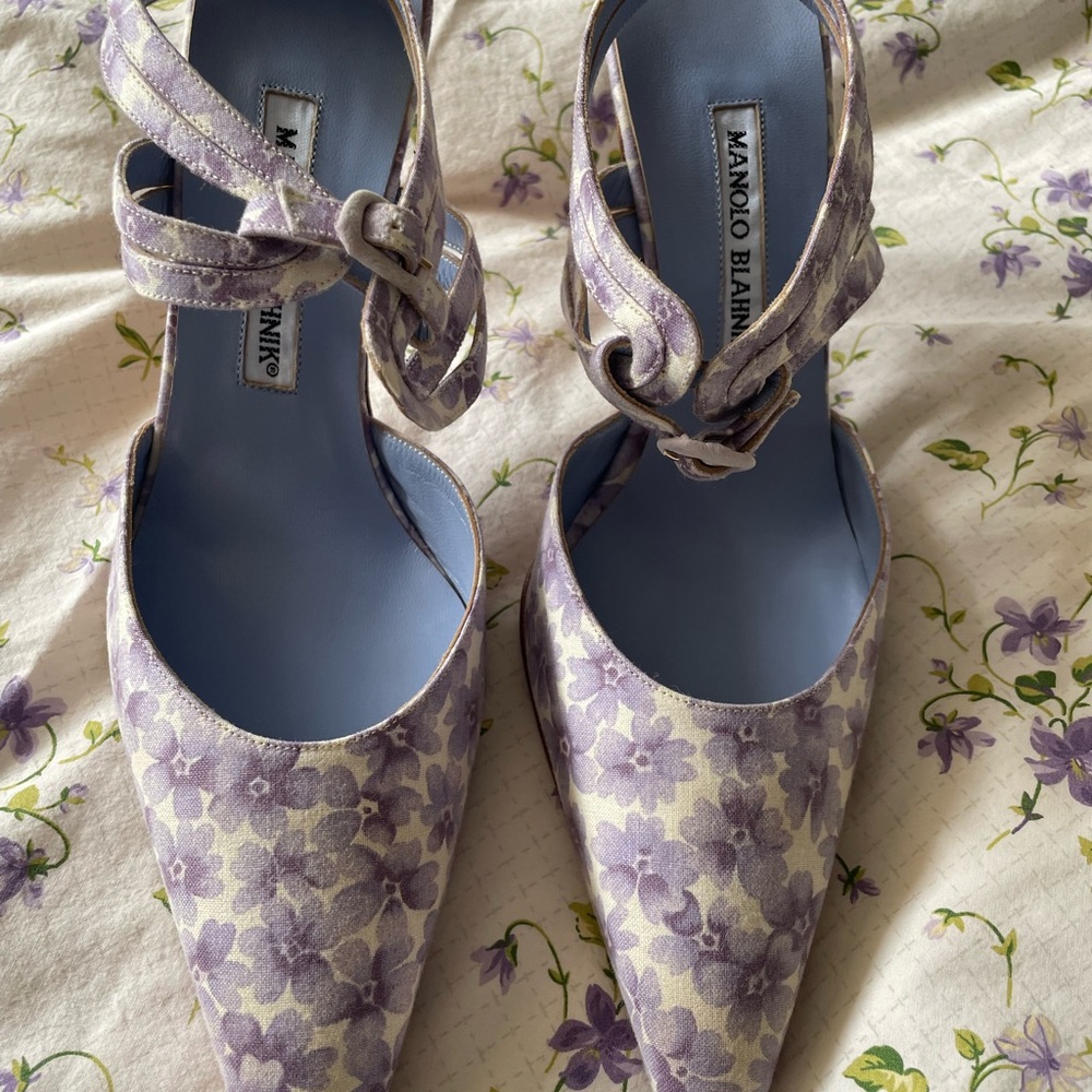 Manolo Blahnik Lavender Floral Heels